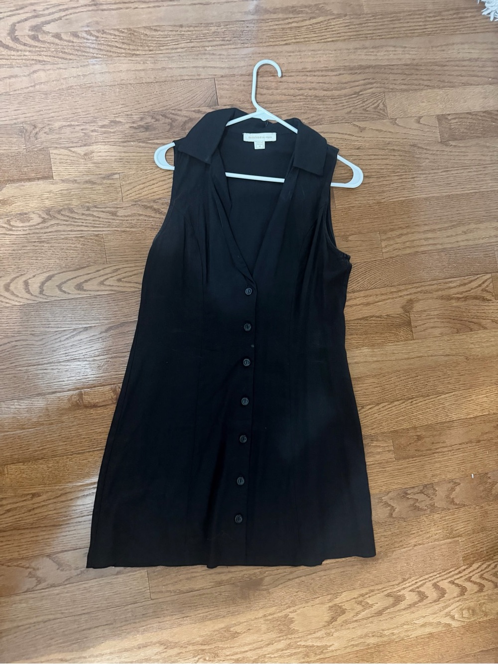 Sleeveless Black Button-Front Mini Dress - Unbranded